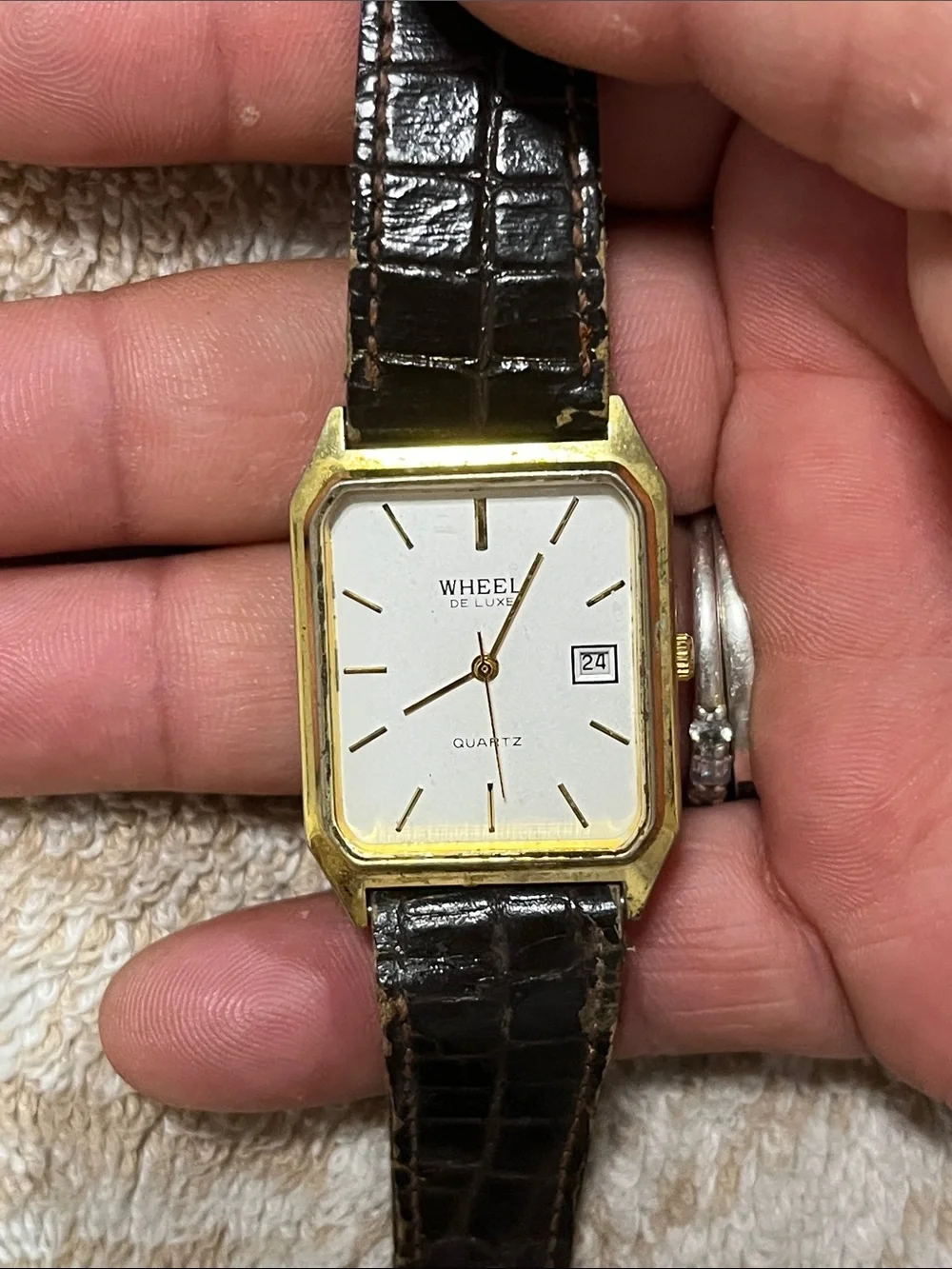 Gold-Tone Men's Quartz Watch with Brown Strap